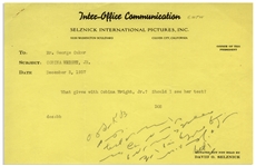 Gone With the Wind Memo From David O. Selznick to Director George Cukor, Likely Regarding Casting for the Role of Scarlett -- What gives with Cobina Wright, Jr.? Should I see her test?